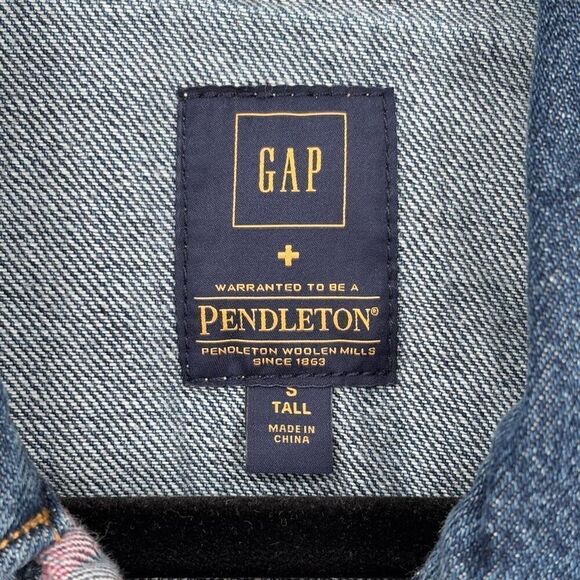 Gap + Pendleton 1969 Icon Denim Jacket Dark Indigo Blue Size Small Tall - Picture 3 of 7